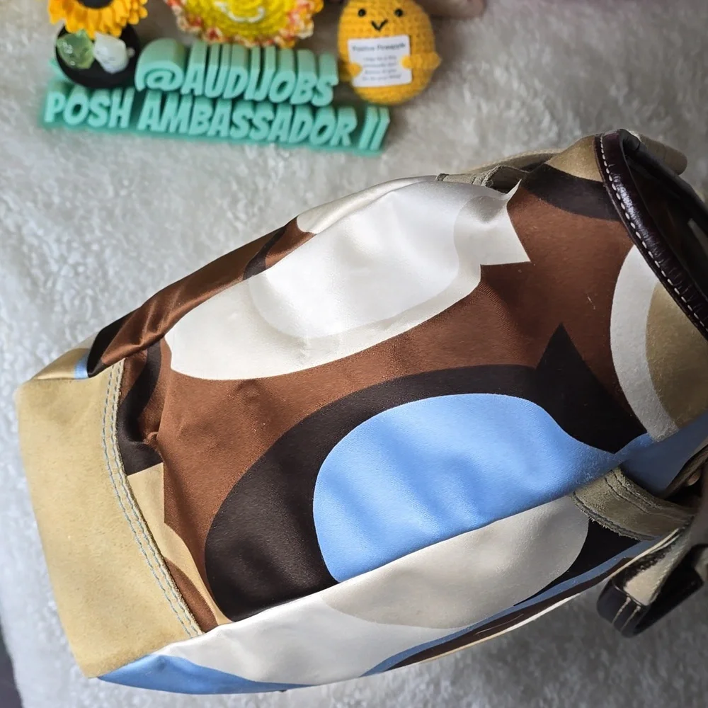 Coach Hamptons OP ART Scarf Print, Suede And Leather Tote C06M - 10116 Vintage - Picture 8 of 17